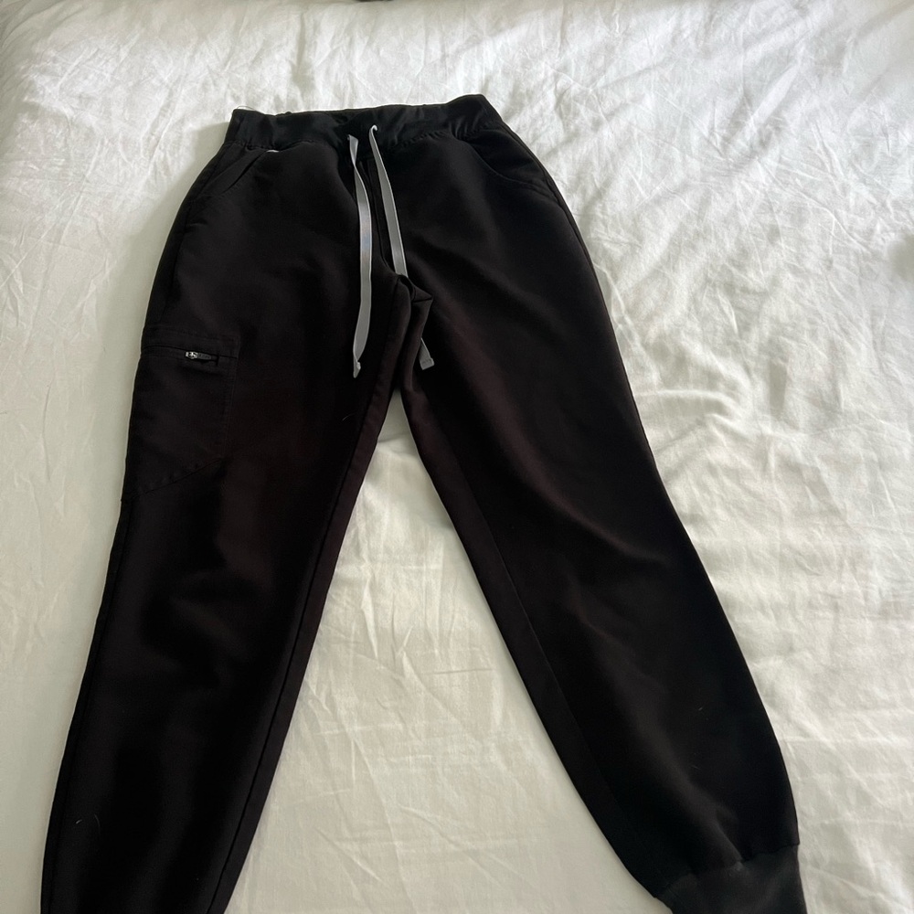 Figs Black Jogger Scrub Pants high waisted size xs petite